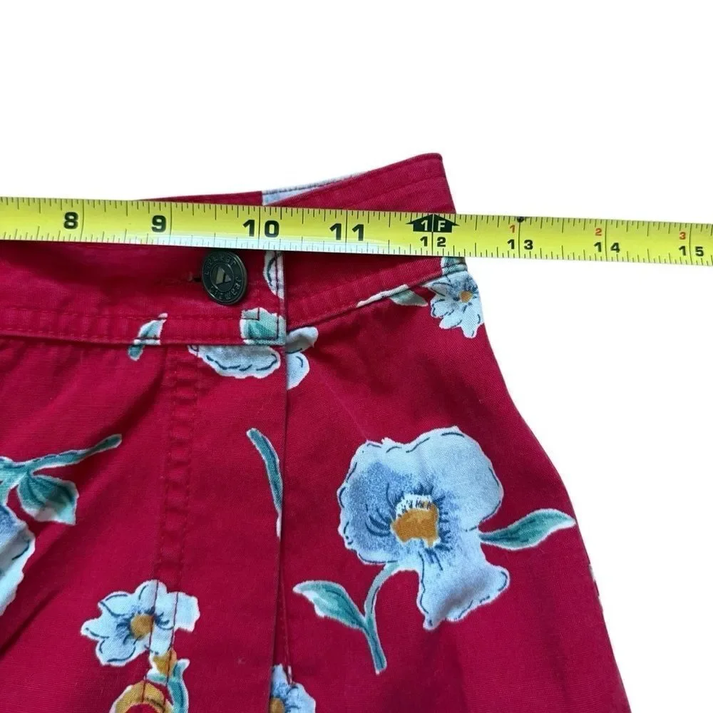Vintage 90s LizWear Womens 2P Petite Red Floral Cotton Skort Skirt Shorts